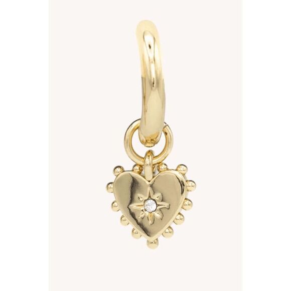 ❤️✨ REBECCA MINKOFF Gold Metal Studded Heart Huggie Hoop Earrings NEW WITH TAGS - Picture 5 of 16